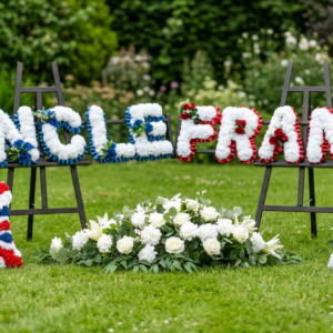 Package of casket spray AUNTY heart artificial flower letters
