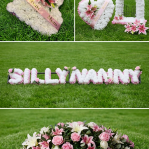 Package of casket spray mum heart artificial flower letters