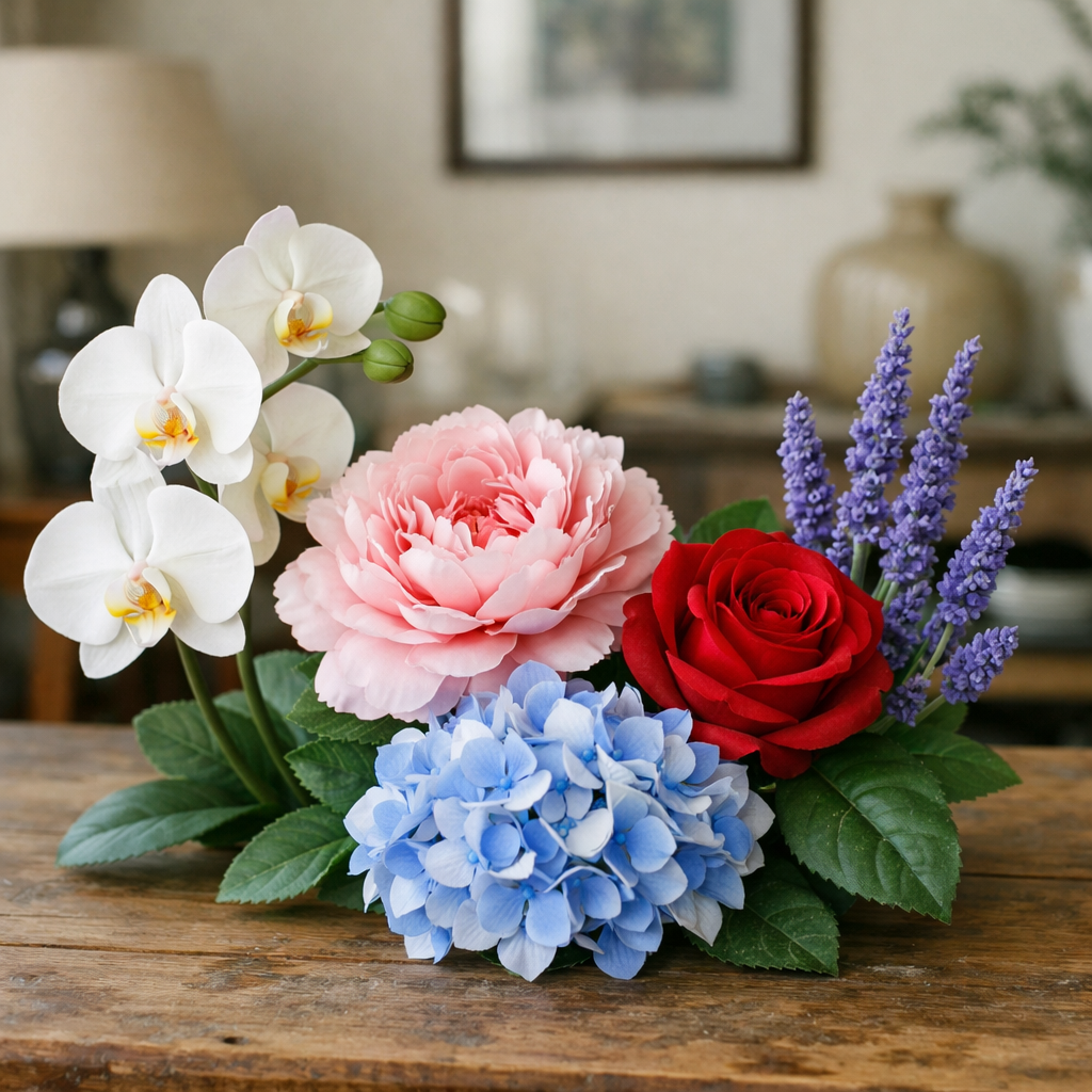 Hand-finished realistic silk funeral flowers